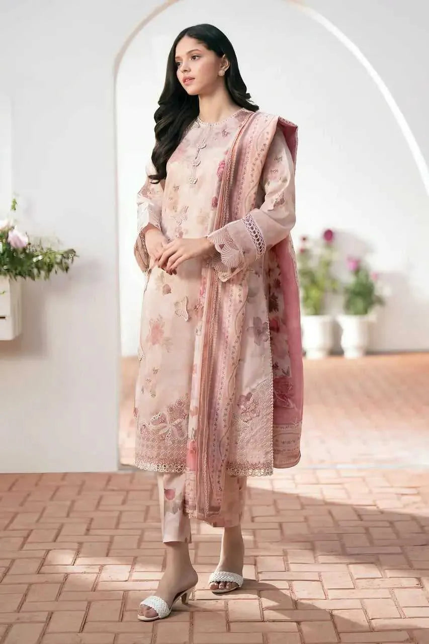 Elegant 3-Piece Digital Print Lawn for women. Pink color. Available in 10 awesome colors | AFRAZ