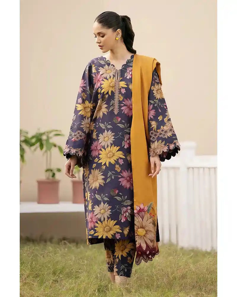 3 PC | Digital Print Lawn | 2 Side Print Dupatta