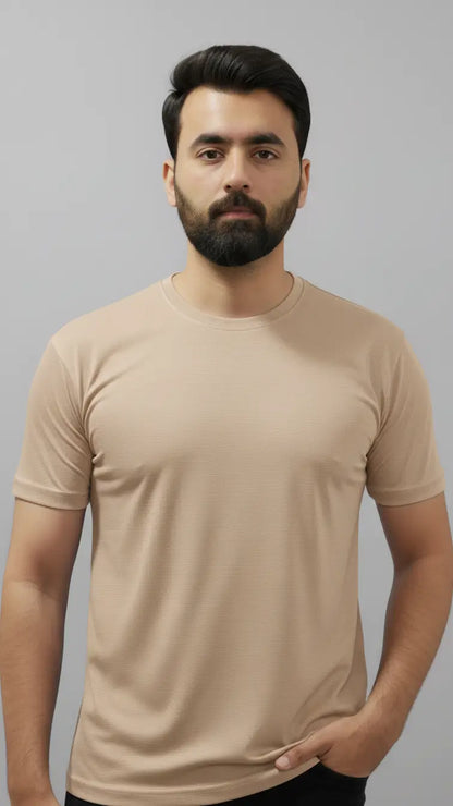 Buy beige crewneck t_shirt in pakistan cash on delivery