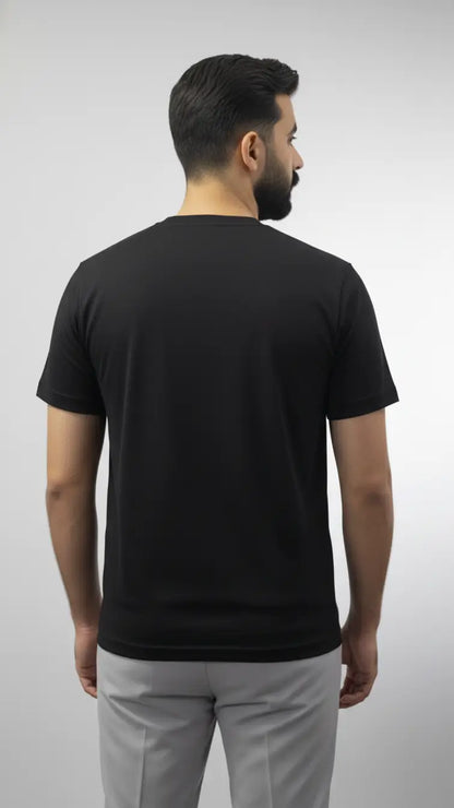 Black crewneck t-shirt for men by AFRAZ Pakistan
