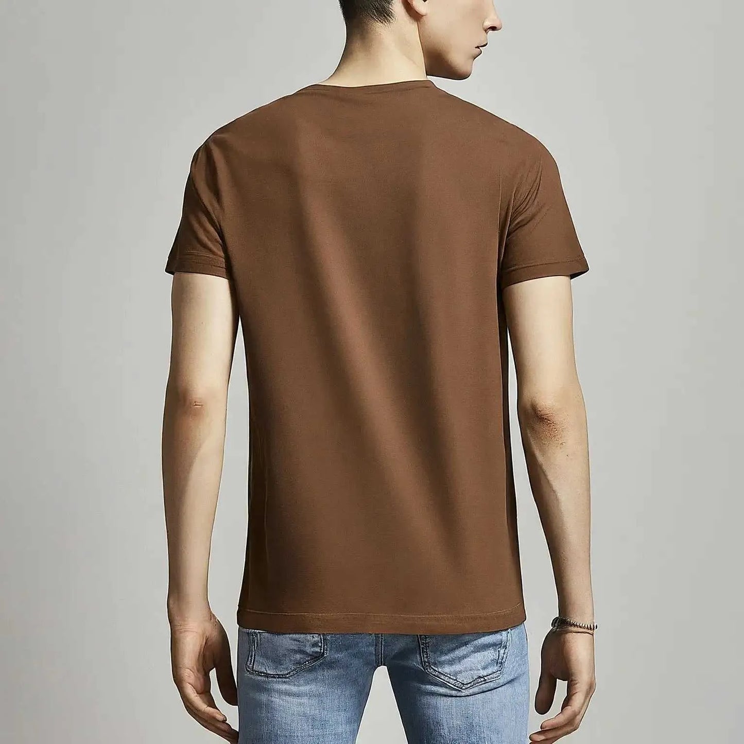 Coffee brown crewneck plain t-shirt for men| Buy online Pakistan | Back view