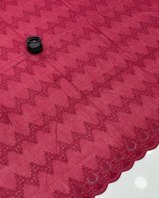 Shawl | Cotton Lawn | Chikenkari | Cutwork 2 Side Border