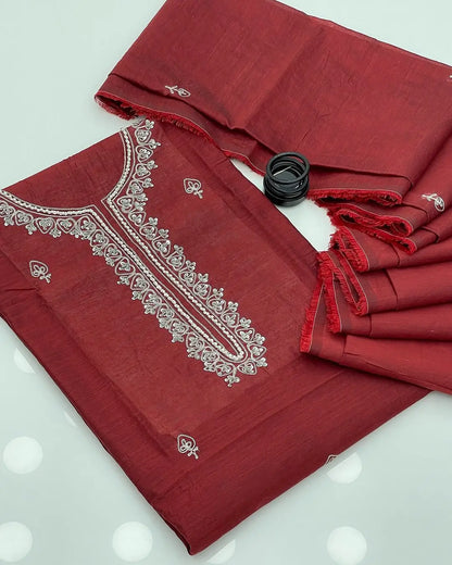 Paper Cotton Aari , Beads , Seetara & Pearl Embroidered Gala , Daman Shirt Including Embroidered Sleeves Along With Fancy Embroidered Paper Cotton Dupatta 2 Pc Dress | Buy online from AFRAZ.pk