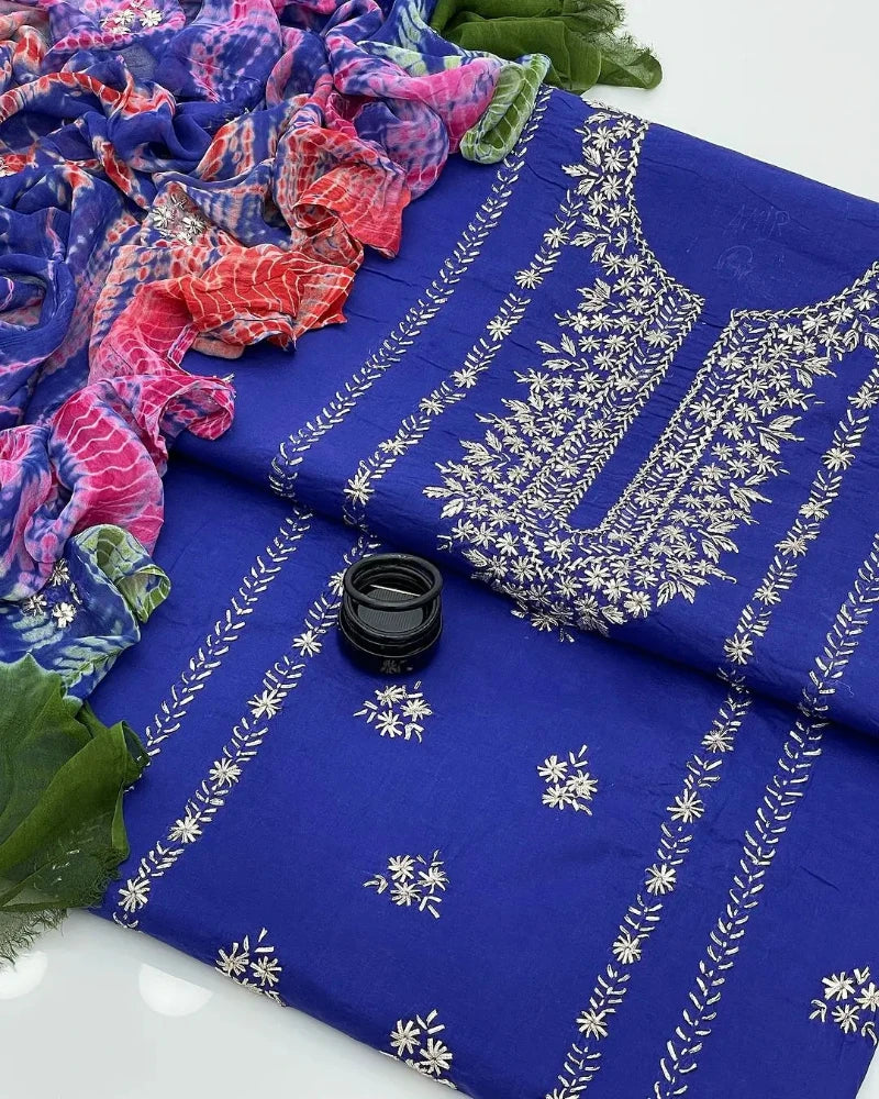 Different HandMade Embroidered Dresses 👗. Fabric : Lawn , Cotton Khaddi Khadar 3 PC Dress. | Buy online from afraz.pk