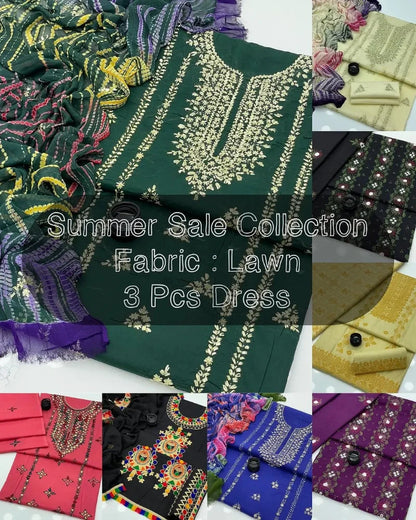 Different HandMade Embroidered Dresses 👗. Fabric : Lawn , Cotton Khaddi Khadar 3 PC Dress. | Buy online from afraz.pk 