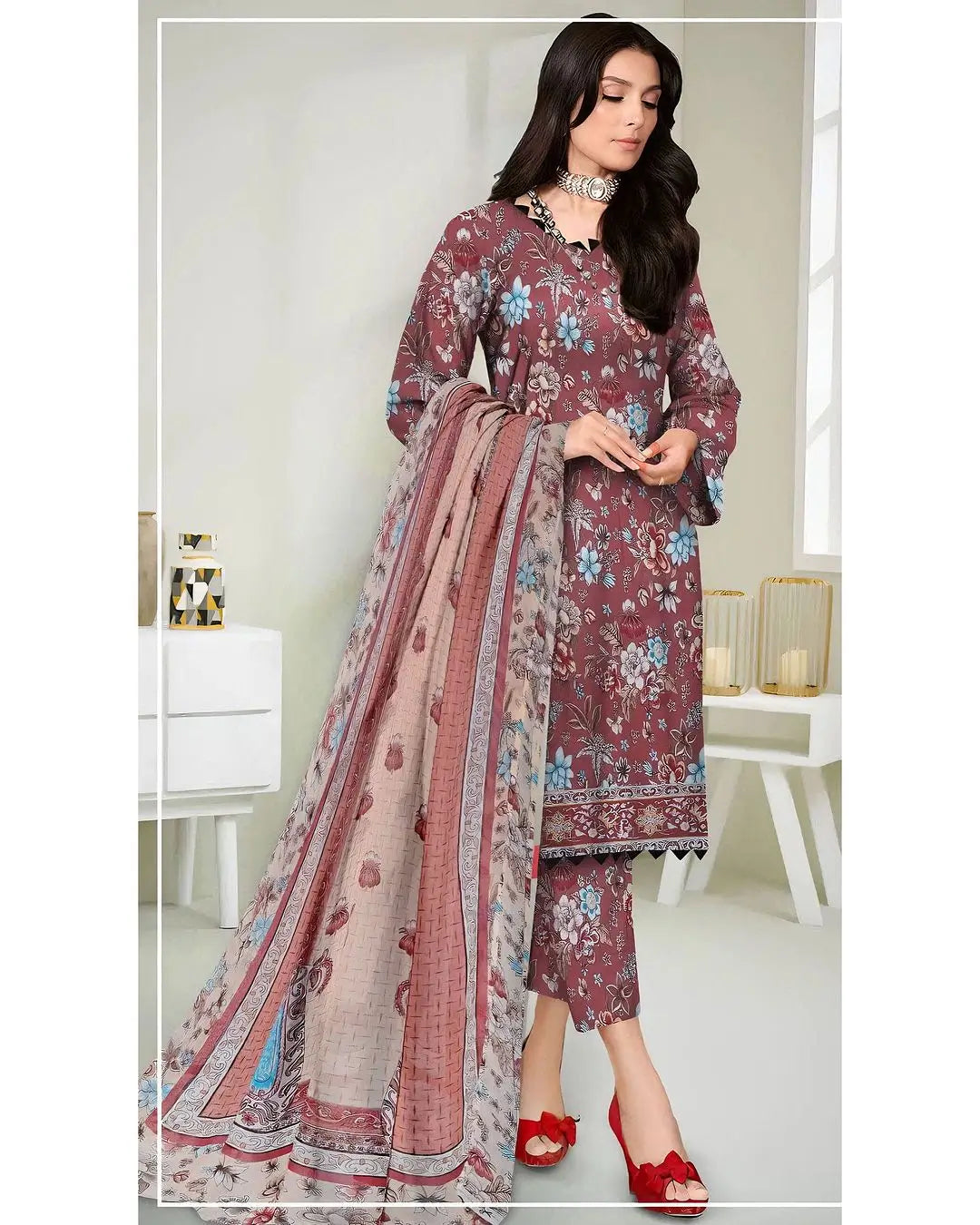 Soft Premium Lawn Digital Print Shirt ,  Premium Lawn Digital Print Trouser ,  Premium Lawn Digital Print Dupatta ,  3 PC Dress 👗 | buy online from AFRAZ 