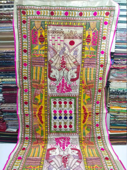 Indian Traditional Dupatta | Kantha Silk Phulkari