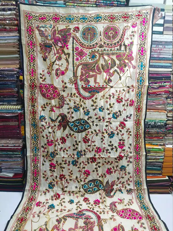 Indian Traditional Dupatta | Kantha Silk Phulkari