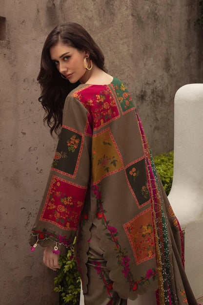 Brown Digital Print Lawn 3Pcs Set for Women
