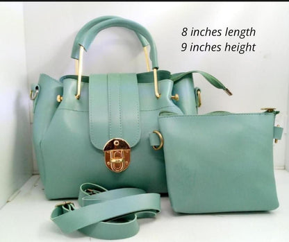 Women’s Green PU Leather Cross body Bag Set – Stylish 2 Piece Handbag & Wallet