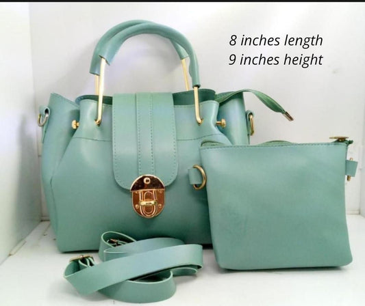 Women’s Green PU Leather Cross body Bag Set – Stylish 2 Piece Handbag & Wallet