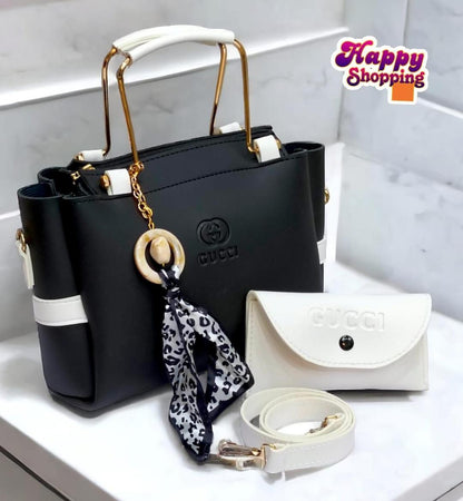 Women’s Grey & Maroon Handbag with Wallet Set – Luxury Style Designer Look