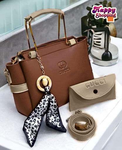 Women’s Grey & Maroon Handbag with Wallet Set – Luxury Style Designer Look