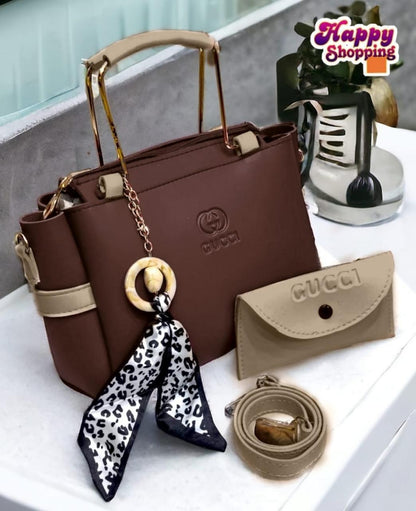 Women’s Grey & Maroon Handbag with Wallet Set – Luxury Style Designer Look