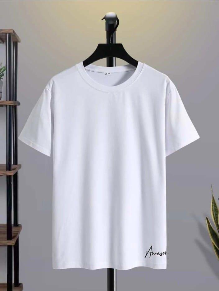 Men’s White Polyester Plain T-Shirt – Soft Comfortable Casual Wear (S to XXL)