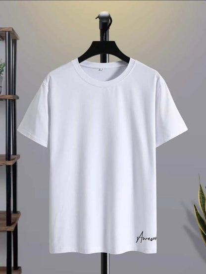 Men’s White Polyester Plain T-Shirt – Soft Comfortable Casual Wear (S to XXL)