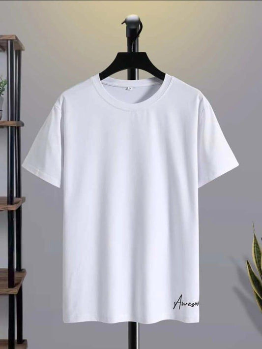 Men’s White Polyester Plain T-Shirt – Soft Comfortable Casual Wear (S to XXL)