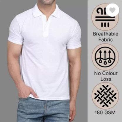 Men’s White Cotton Plain Polo T-Shirt – 180 GSM Premium Luxury Casual Wear