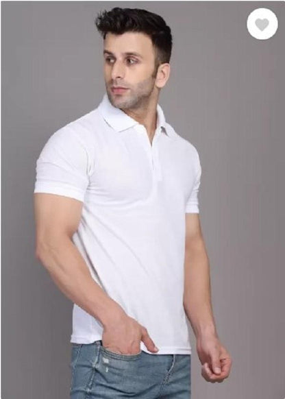 Men’s White Cotton Plain Polo T-Shirt – 180 GSM Premium Luxury Casual Wear