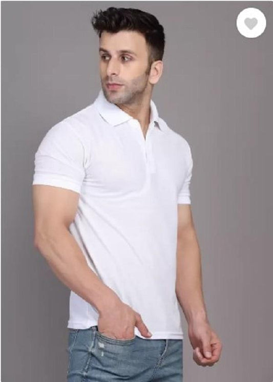Men’s White Cotton Plain Polo T-Shirt – 180 GSM Premium Luxury Casual Wear