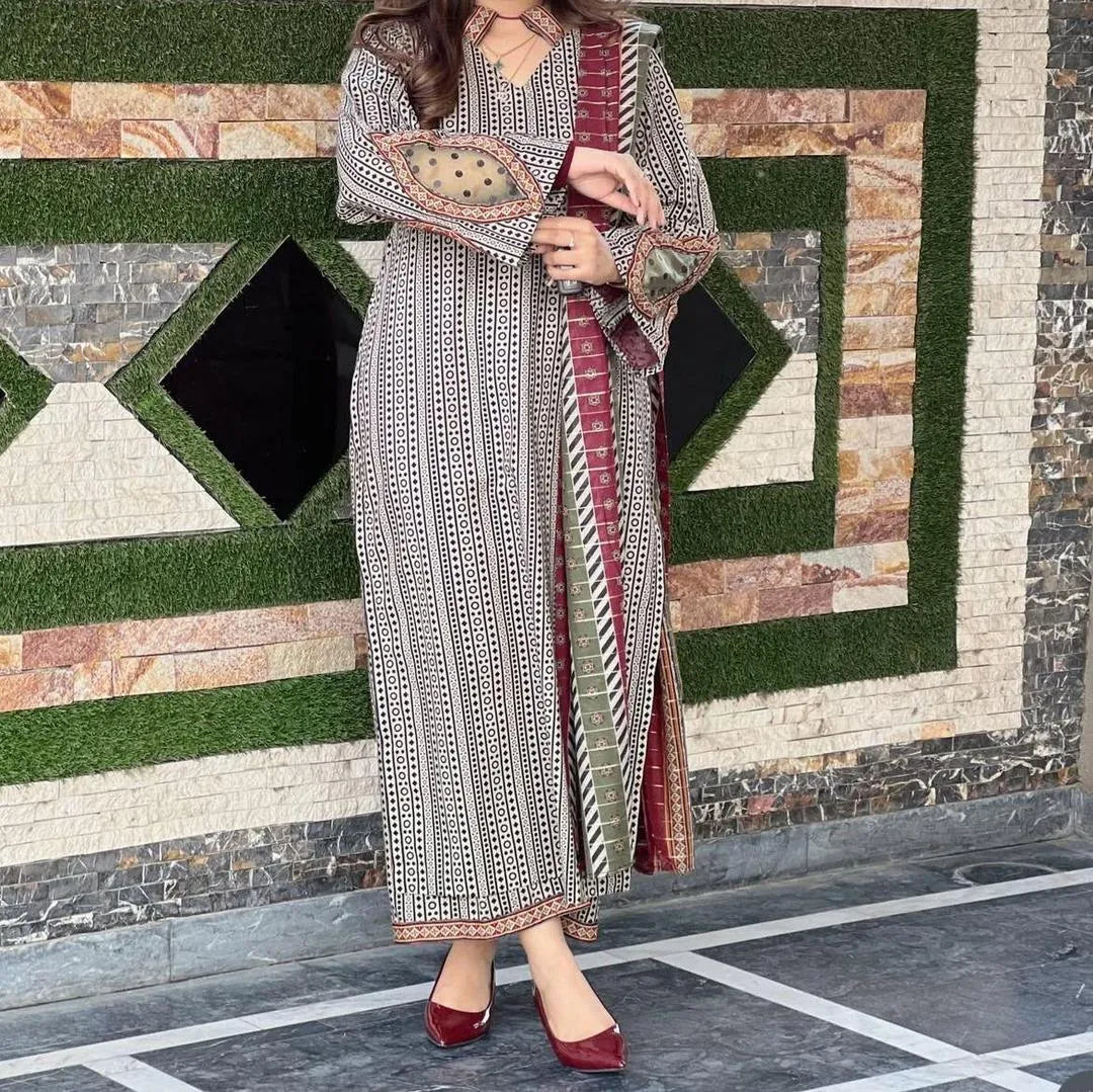 Black Printed Lawn 3Pcs Set for Women Unstiched