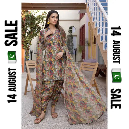 3PC | Digital Print | Monar Shirt & Trousers, Chiffon & Monar Diamond Dupatta