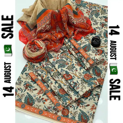 3PC | Digital Print | Monar Shirt & Trousers, Chiffon & Monar Diamond Dupatta