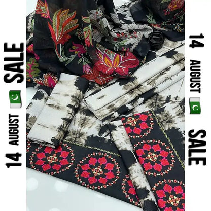 3PC | Digital Print | Monar Shirt & Trousers, Chiffon & Monar Diamond Dupatta