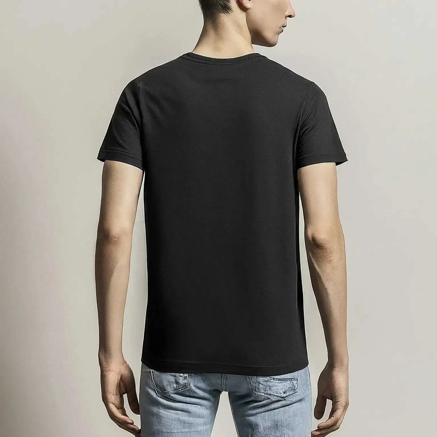 Plain Black round neck t shirt for men | Buy online in pakistan | AFRAZ | Back view