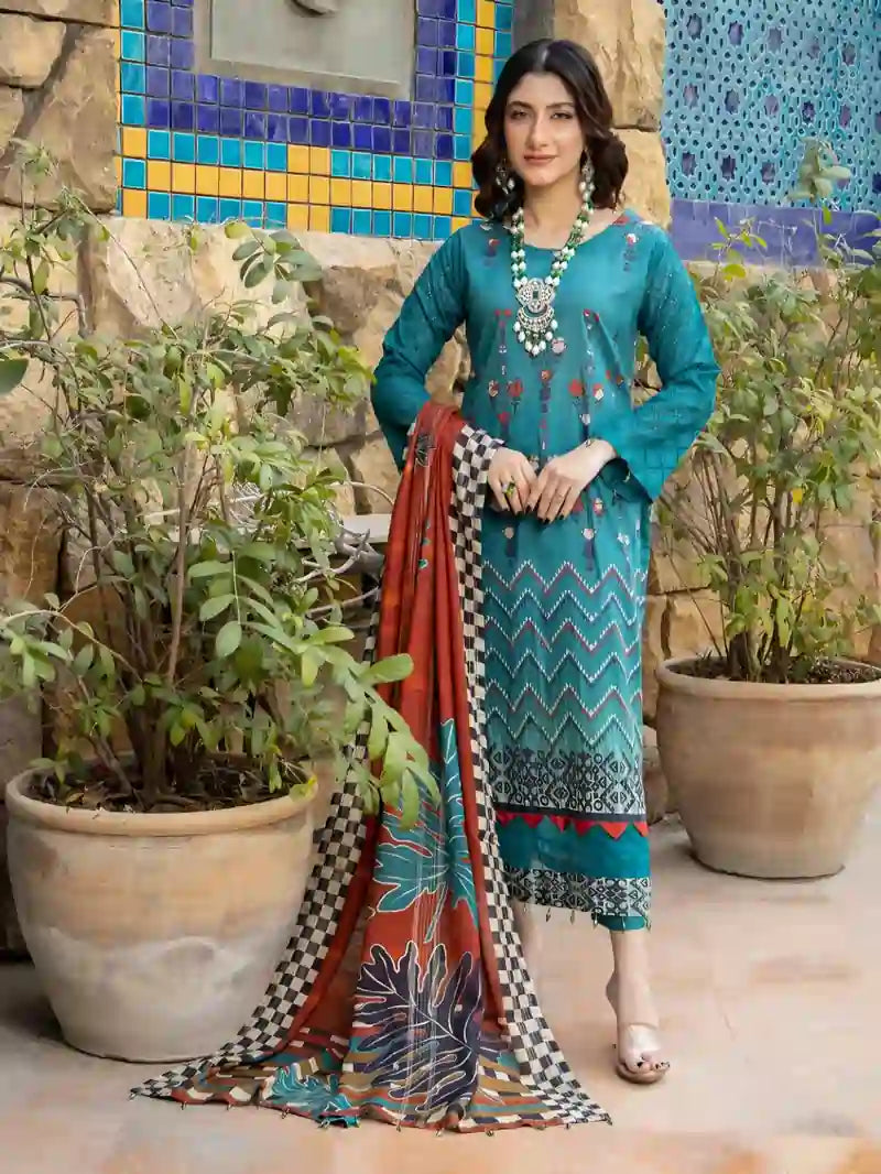 3P - Lawn/Schiffli Shirt - Lawn Trousers - Fancy Lawn Dupatta | AFRAZ