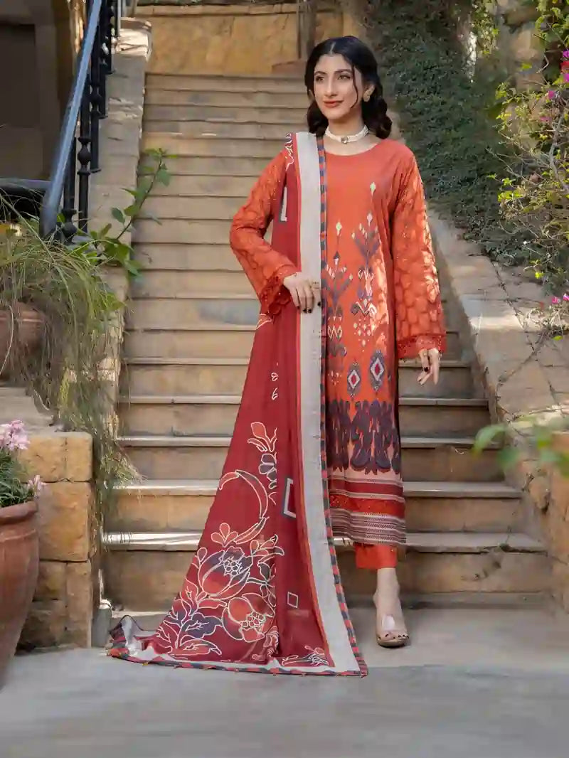 3P - Lawn/Schiffli Shirt - Lawn Trousers - Fancy Lawn Dupatta | AFRAZ