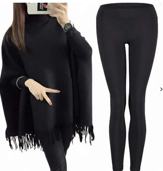 Premium Printed Fleece Poncho Track Suit for Women