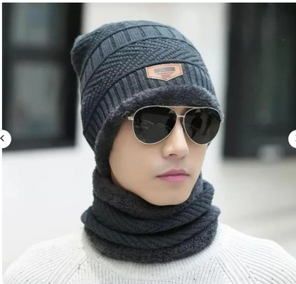 Premium 3-in-1 Winter Beanie, Neck Warmer & Mask Set Black, Royal Blue, Classic Brown, Charcoal Gray