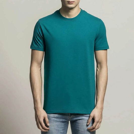 Aqua/Teal/Sea green crewneck plain t-shirt for men| Buy online Pakistan | Front view