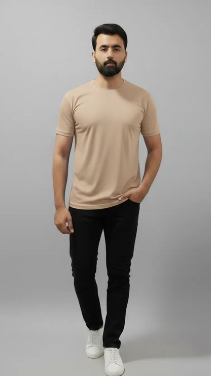 buy best beige color t-shirt online in lahore pakistan | AFRAZ
