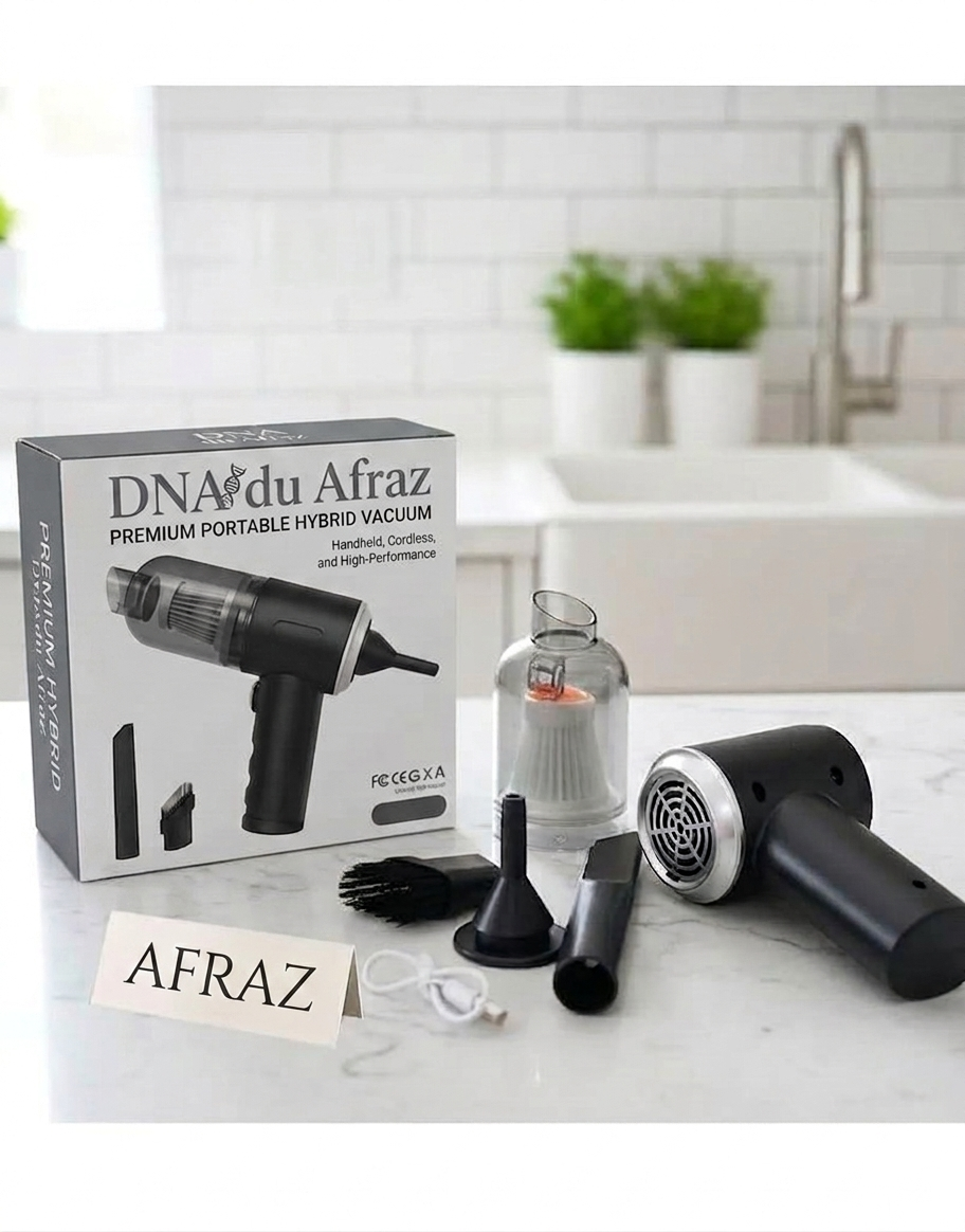 Afraz 3-in-1 Portable Cordless Vacuum Cleaner — Compact Handheld Dust Cleaner with Removable Box