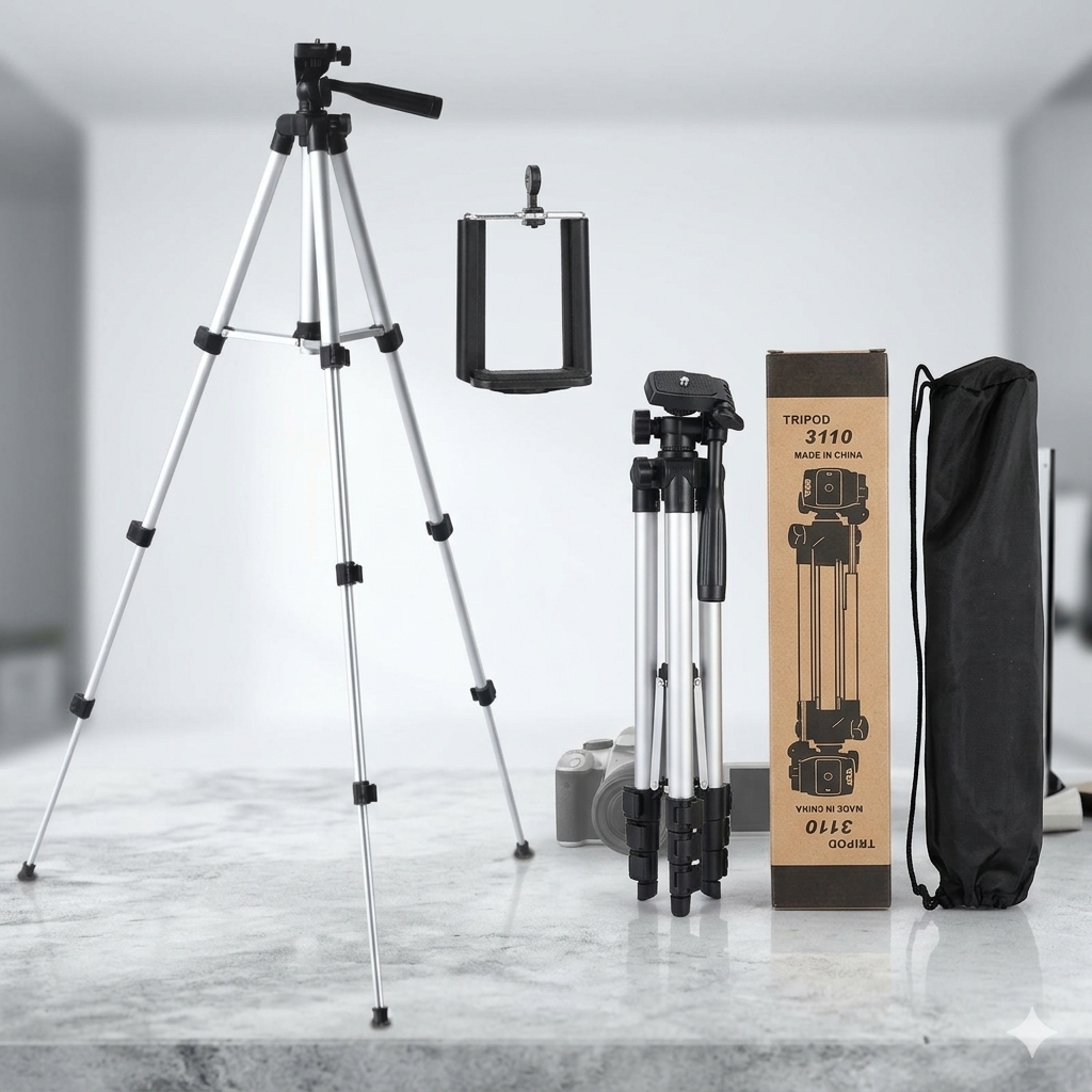 Afraz 3-in-1 Professional Camera & Mobile Tripod Stand — Adjustable & Foldable Video Gear