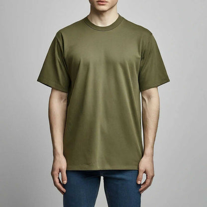 Military green crew neck t-shirt buy online in pakistan. 95% cotton and 5% spandex