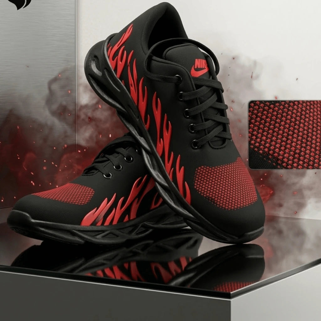 Afraz "Red Fire" Men's Comfortable Rubber Joggers — Premium Athletic Running Shoes & Sneakers
