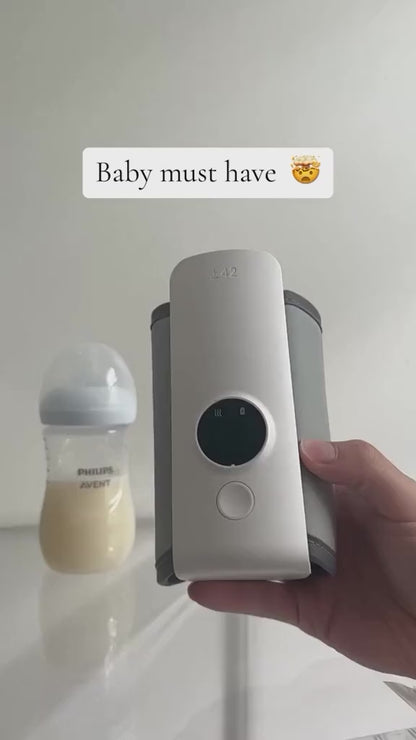 Afraz Portable Baby Bottle Warmer – Fast 1-Min Heating Rechargeable Milk Heater, USB Powered Travel Bottle Warmer with 6 Temperature Levels & Smart LCD Display for On-the-Go Feeding